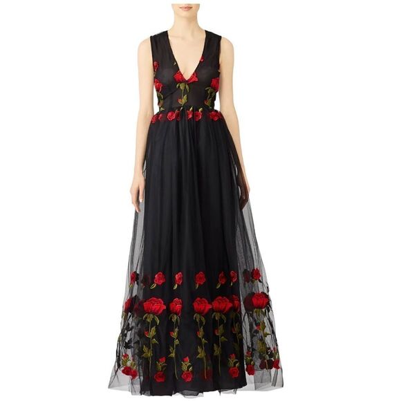 Alcoolique Dresses & Skirts - Alcoolique Red Rose Cake Embroidered Dress Gown Size 14